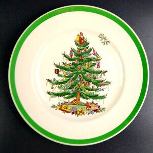 Vintage -  Salad Plate Christmas Tree-Green Trim by Spode - 7 3/8"